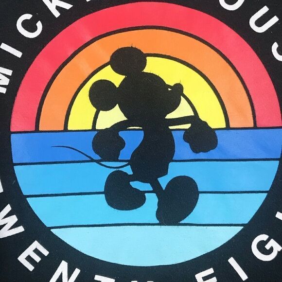 Disney Collection by Neff. Mickey Mouse Rainbow Graphic Black Hoodie - Picture 3 of 11